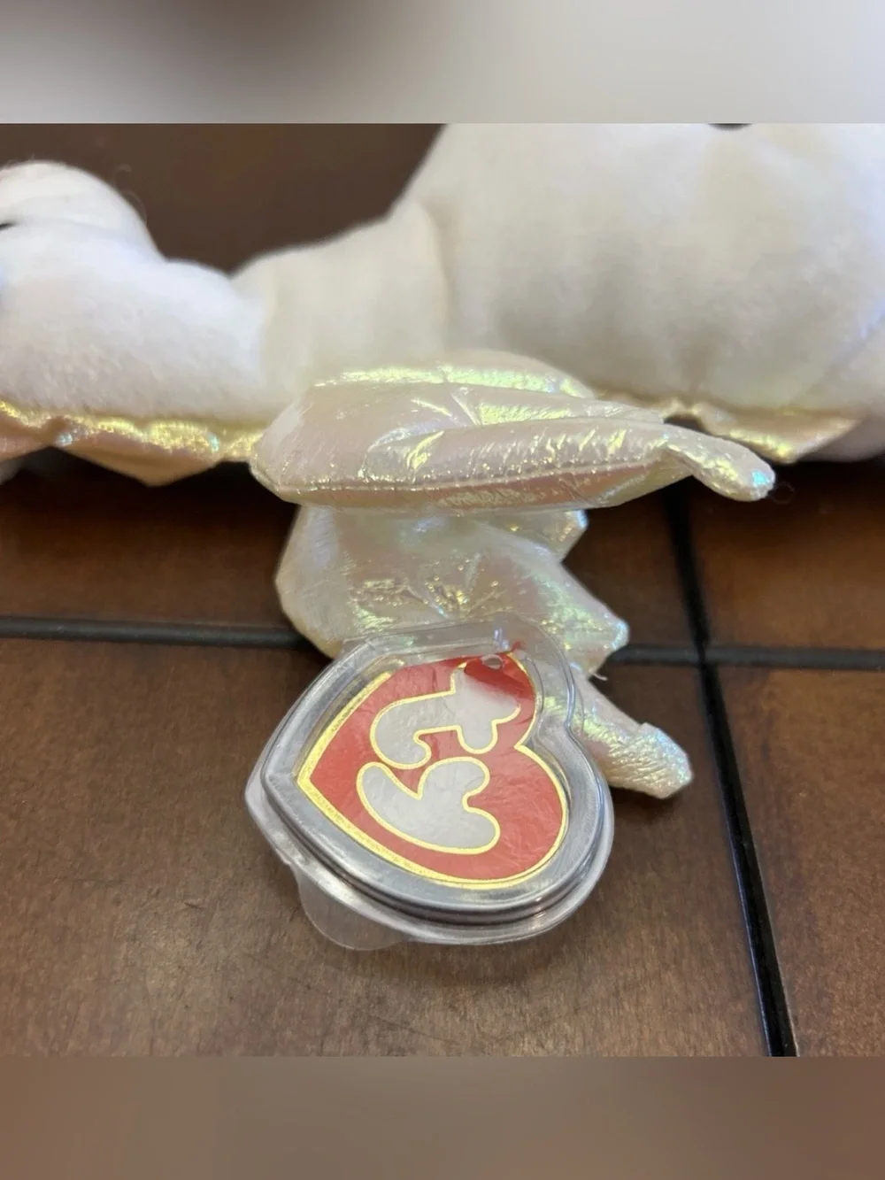 Vintage Ty Beanie Baby - Magic the White Dragon with Iridescent Wings (1995)⁠